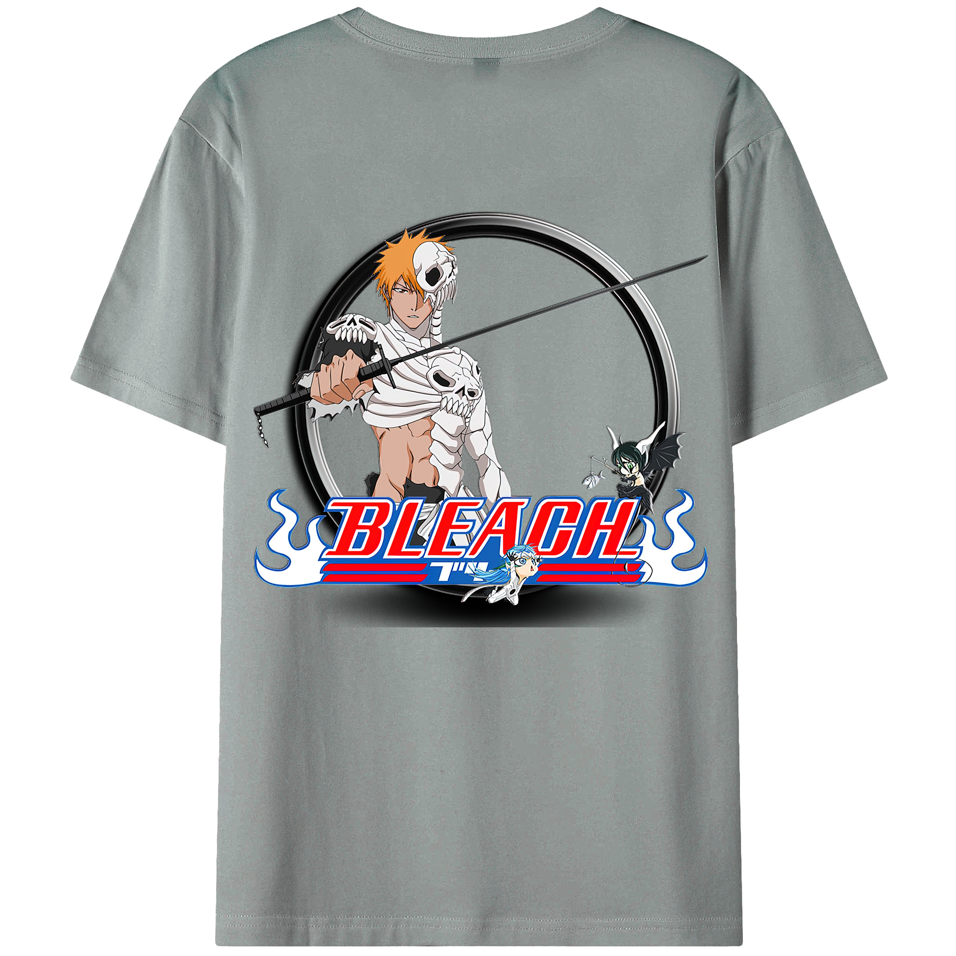 （画像用） ブリーチ 黒崎一護（くろさき いちご）BLEACH Kurosaki Ichigo 綿100％ メンズ半袖Tシャツ（バックプリント） 通気性